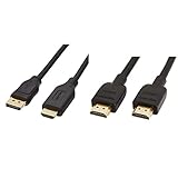 Amazon Basics Hochgeschwindigkeits-HDMI-Kabel, CL3-zertifiziert, HDMI-Standard 2.0, 3 m & DisplayPort-auf-HDMI-Kabel, mit vergoldeten Anschlüssen, 3 M