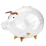 EVTSCAN Glas Sparschwein, Transparent Kinder Mini Kunststoff Schwein Penny Spardose Schwein Sparschwein für Scheine und Münzen Kindergeschenk