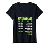 Damen Handyman Stundenlohn Preis Chart For A Hand Man Dad T-Shirt mit V