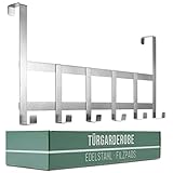 4smile Türgarderobe zum Einhängen – [Edelstahl] Türhakenleiste mit 6 x Türhaken und [Filzpads als Oberflächenschutz] - Funktionale Kleiderhaken für Tür und Schranktü