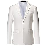 DaDuo Anzüge Herren Slim Fit Revers Einfarbig Jacke Herren Business Work Gastgeber Bankett Hochzeit All-Match Anzüge Herren Frühling Herbst Mode Übergangsjacke Herren C-White XXL