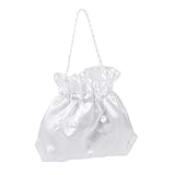 VORCOOL Handtasche für Brautjungfern, Satin, Blumenmotiv, Weiß