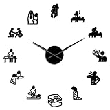 LTMJWTX Physiotherapie Osteopathie Große DIY Wanduhr Chiropraktik Akupunktur Massage Acryl Spiegel Aufkleber an der Wand Dekor Uhr-47INCH