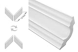 Zierleisten Sparpaket E-14-NK | inkl. vorgefertigte Ecken | leicht und stabil | extrudiertes Styropor | Stuckprofile | modern weiß | dekorativ | XPS | 50 x 50 mm | 20 Meter + 4 Eck