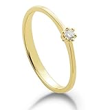 Verlobungsring Ioelena I Solitaire-Ring mit 6er Krappenfassung I 585 Gelbgold I 0.05 ct. Diamant I Größe 55 (17.5) I Diamantring von MIRINGOO