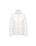 Damen Ultraleicht Kurze Daunenjacke Steppjacke Daunen Winterjacke Packable Mantel Parka Leichter Daunenmantel Wintermantel Warme Übergangsjacke Stehkragen Outdoor Winddicht Freizeitjacke Weiß XXL