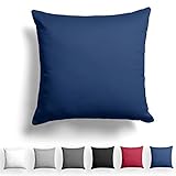 Alreya Mako Satin Kissenbezug 40 x 40 cm - 100% Baumwolle mit YKK Reißverschluss, Superweicher Kopfkissenbezug, Kissenhülle, Oeko-TEX® Standard Zertifiziert, Blau/Grau, nur Kissenbezug