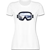 Wintersport - Ski Brille Aussicht - M - Weiß - Apres ski t Shirt - L191 - Tailliertes Tshirt für Damen und Frauen T-S