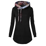 MQYXGS Damenbekleidung Damen Autumn and Winter Sweatshirt Karierte Druck Langarm Casual Hoodie Elegante Karierte Klassische Winter Hoodies Lässige Sweatjacke Kapuzenbluse Pullover Tops mit Kordelzug