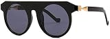 LAMZH Polarisierte Sonnenbrille Vintage Punk runde Sonnenbrille männer s Flache gotische Sonnenbrille Frauen einzigartige linge Sonne Brille for männliche weibliche kühl (Color : 1)