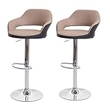 Mendler 2X Barhocker HWC-F16, Barstuhl Tresenhocker Drehhocker, mit Lehne Kunstleder - Taupe-schw