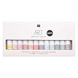 Rico Design Art Künstler Acrylfarben-Set Pastell - 12 Farben je 12 ml Tuben - Malfarbe für Anfänger, Profikünstler, Kinder & Erw