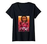 Damen Squid Game Three Masked Guards Fan Art Poster T-Shirt mit V
