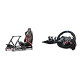 Next Level Racing® GTtrack Racing Simulator Cockpit & Logitech G29 Driving Force Gaming Rennlenkrad, Racing Leder-Lenkrad, Verstellbare Edelstahl Bodenpedale, für PS5, PS4, PC, Mac - Schw