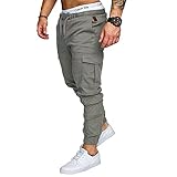 LFYYDS Herren Hose Lange Regular Fit Cargo Hose Lässige Slim Fit Jogginghose Laufhose Trendy Elastic Waist Sporthose Leichte Atmungsaktive Wanderhose Trekkinghose mit Multi T