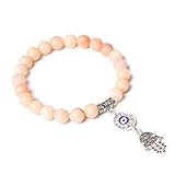 XININ Handgefertigtes Armband aus Naturstein, Lotus-Ohm, Buddha-Perlen, rosa Zebra-Stein, Lotus-Anhänger, Armband für Damen und Herren, Yoga-Schmuck, Geschenk