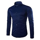 DUNQI Herren Oversized Langarm Button Down Regular Fit T-Shirt Casual Henley Shirts Polohemd Businesshemden Herbst Winter Basic Einfarbig Baumwolle Freizeithemd Büro Hemd Langarmshirts Arb