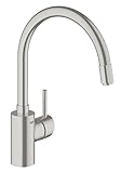 GROHE Concetto | Küchenarmatur - Spültischarmatur | hoher Auslauf zum Herausziehen, Schwenkbereich 360°, SuperSteel | 32663DC1