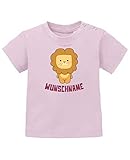 Comedy Shirts - Clipart Löwe - Wunschname - Baby T-Shirt - Rosa/Fuchsia Gr. 56/62