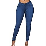 WAEKQIANG Damen Jeans Mid-Rise Jeans Damen Stretch GroßE Stretch Jeans Damen Washed Denim Enge B