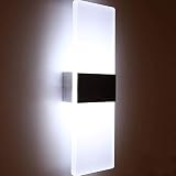 Lightess 12W LED Wandleuchte Innen Weiss Up and Down Wandlampe Innenleuchten Wand Innen Wandlampe für Treppenhaus Wohnzimmer Korridor Schlafzimmer, Kaltw