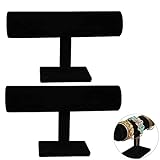 Neu Schmuckständer Schmuckhalter Samt Armband Ständer Armbandhalter Schwarz Samt Kettenständer Halskette Schmuck Aufbewahrung Präsentation Schwarz Armreif T-Stange für Armband Schmuck Verwenden 2 PCS