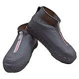 SANON wasserdichte Überschuhe Wiederverwendbare Silikon- Überschuhe mit Reißverschluss Rutschfester Schuhschutz Überschuhe Regengaloschen für Kinder Männer Und Frauen (1 Paar)