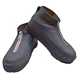 SANON wasserdichte Überschuhe Wiederverwendbare Silikon- Überschuhe mit Reißverschluss Rutschfester Schuhschutz Überschuhe Regengaloschen für Kinder Männer Und Frauen (1 Paar)