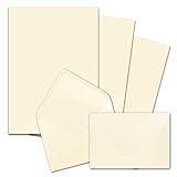 25x Briefpapier-Sets DIN A4 mit C6 Briefumschlägen, Nassklebung - Creme-Vanille - mattes Schreibpapier mit Kuverts - FarbenFroh by GUSTAV NEUSER