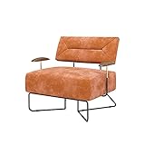 YUXI8541NO Sofa Light Luxury Faules Sofa Single Hahnentritt Walnuss Massivholz Wohnzimmer Tuch Hotel Rezeption Einfacher Liegestuhl Schlafsessel (Color : Orange Italian Fluff, Size : Individual)