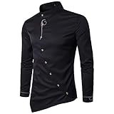 ZYYM Herren Paisley Hemd Langarm Jacquard Hemd für Männer Regular Fit Freizeithemd Hemden Langarmhemd für Freizeit Hochzeit Herren Baumwolle Leinen Henley Shirt Casual Beach Langarm Solid Top S