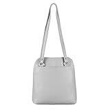 Made IN Italy OBC Damen Leder Tasche Rucksack 2in1 Umhängetasche Schultertasche Daypack Rucksacktasche Handtasche Ledertasche (Hellgrau)