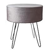 Theo&Cleo 37 * 40 cm Samthocker für schminktisch, Samtstoff Rund Fußbank, Pouf aus Couch Hocker, Elegantes Design, Sitzhocker aus Metallbeine, bis 100KG Belastbar, G