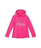 adidas Girl's Melange Hooded Top (Big Kids) Magenta SM (7-8 Big Kids)