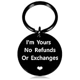 YYHMKB I’m Yours No Refunds Paar Vatertag Schwarzer Edelstahl Schlüsselanhäng