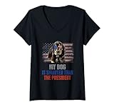 Damen Mein Black and Tan Coonhound-Hund ist klüger als Präsident T-Shirt mit V