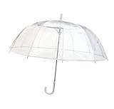 SMATI Damen Regenschirme Transparent Hochzeit/Durchsichtig Glockenschirm mit 12 Speichen Fiberglas/Satin BEZUG - Großer Hochzeitsschirm für 2 XXL VollAutomatik (Weiß)