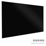 Navaris Magnettafel Magnetboard aus Glas - 90x60 cm Tafel magnetisch zum Beschriften - Magnetwand in Schwarz - inkl. Magnete Stift Halterung