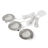 LED runde Unterbauleuchten 3er Set zum Kleben mit Schalter - flache Küchen-Beleuchtung 3000K warmweiß - Unterbaubeleuchtung Schrankbeleuchtung