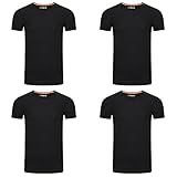 riverso Herren Basic T-Shirt 4er Pack RIVJonas Rundhals Tee Regular Kurzarm Einfarbig Organic Cotton Bio 100% Baumwolle S M L XL XXL 3XL 4XL 5XL, Größe:L, Farbe:Black (24000)