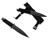 KOSxBO® SET 2er Wurfmesser mit Nylontasche - BLACK - Throwing Knife 22cm - Hunting Knife - Kunai - D