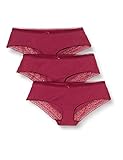 Amazon-Marke: Iris & Lilly Damen Shorts aus Baumwolle, 3er-Pack, Rot (Rhododendren), XS, Label: XS