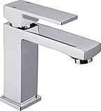 Cornat Waschtisch-Einhebelarmatur - Verchromter Messingkörper - Eckiges Design - Normale Auslaufhöhe - Mit Druck-Ablaufventil / Wasserhahn fürs Bad / Waschbecken-Armatur / Badarmatur / SAZ621