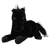 TE-Trend Kuscheltier Pferd Plüschpferd Pferde Mädchen Geschenk Stofftier Black Horse 45cm liegend mit schwarzer Mähne in Schw
