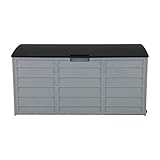 JLKDF 260L Outdoor Garten Kunststoff Aufbewahrungsbox Box Brust Werkzeuge Kissen Spielzeug Abschließbarer Sitz mit Schw