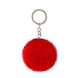 Dailygocn Kaninchenfell Plüsch Schlüsselanhänger 8cm flauschige Kugel Pompon Autotasche Schlüsselanhänger Anhänger Schmuck Partygeschenk (Hellblau)