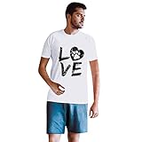 MRULIC Damen Oberteil T-Shirts Tops Kurzarm Rundhals Valentinstag Drucken Frauen Pullover Blusen FrüHling Sommer Shirts (A6 Weiß,L)