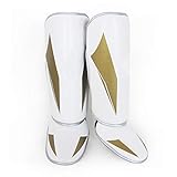 Vobajf Schienbeinschoner für Kinder, Sanda-Schutzausrüstung, Boxpeitsche, Beine, Muay Thai, Leggings, Taekwondo, Fußschutz (Farbe: Gold, Größe: S)