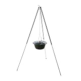 acerto 30134 Original ungarischer Gulaschkessel (14 Liter) + Dreibein-Gestell (180cm) * Emailliert * Kratzfest * Geschmacksneutral Teleskop-Dreifuß mit Gulasch-Topf Suppentopf Glühweintopf Kochk