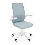 hjh OFFICE 830105 Bürostuhl Miko W Stoff Hellblau/Weiß Schreibtischstuhl mit Lordosenstütze, Armlehnen klappbar, Netzrück